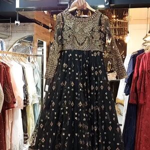 Elegant Black and Gold Embellished Wedding Dress Pakistani (small size )